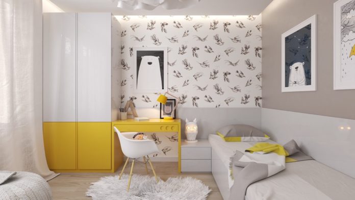 Yellow-white-kids-bedroom