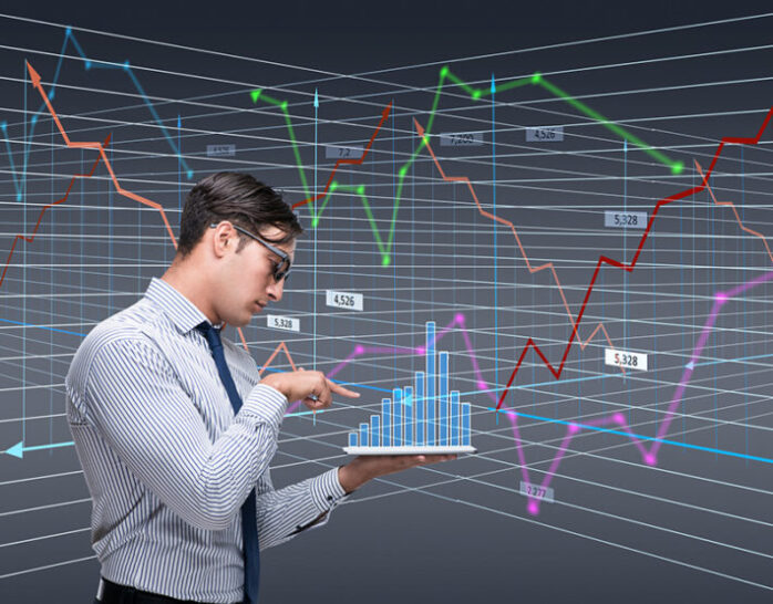 Businessman trader in stock exchange concept