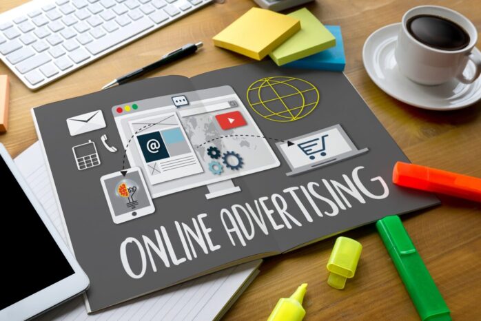 Online Advertising Man Working On Laptop , Online Advertising We