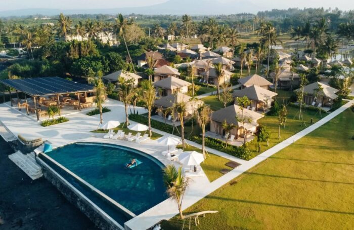 Aerial Shot of a Glamping Site in Bali.